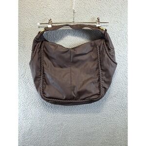 Avon Mark Handbag Brown Faux Leather Braided Trim Slouchy Shoulder Bag Casual